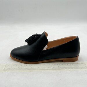Black Round Toe Slip-on Loafers with Tassel Tuxedo Dress Shoes Comfortable Shoes